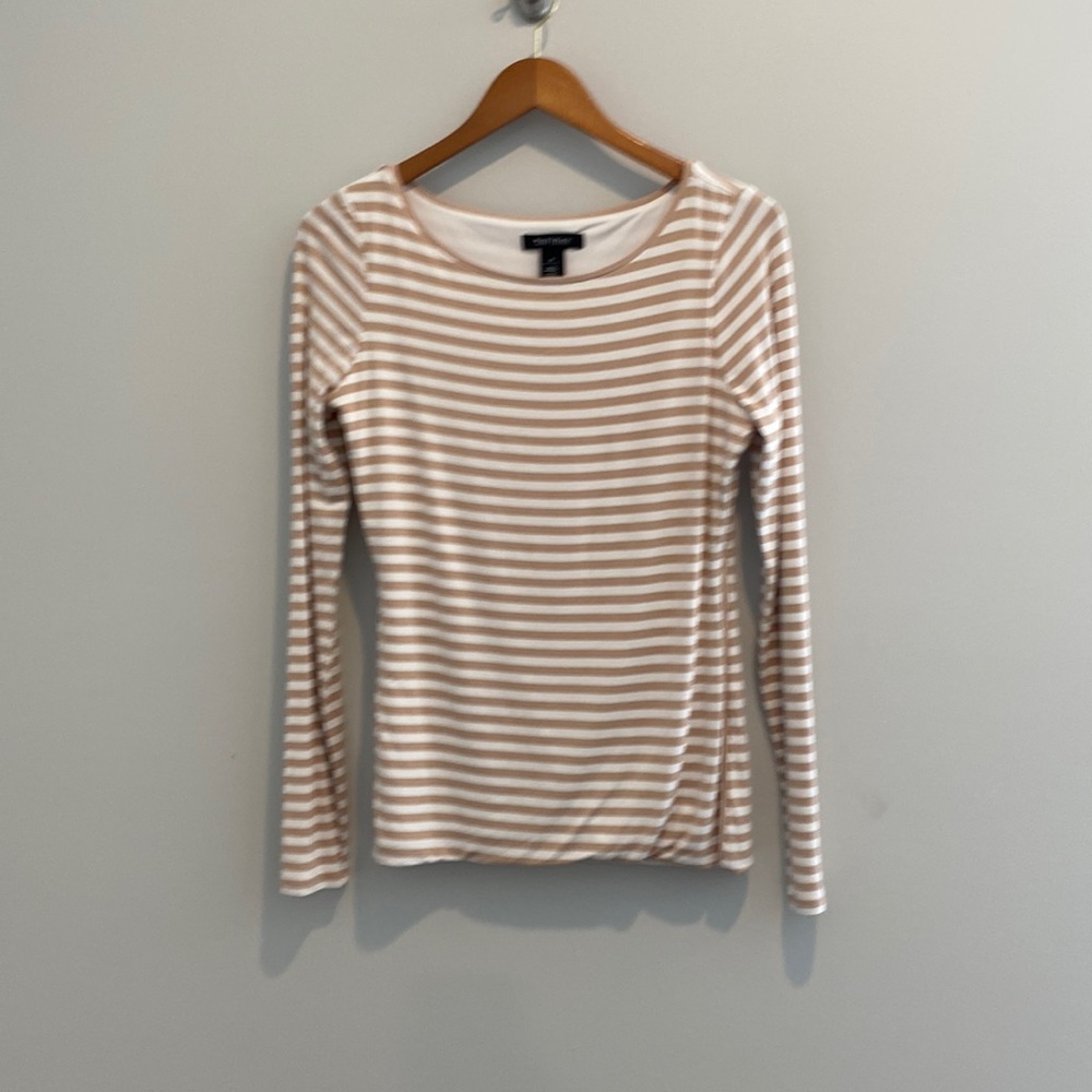 Tan and white striped long sleeve